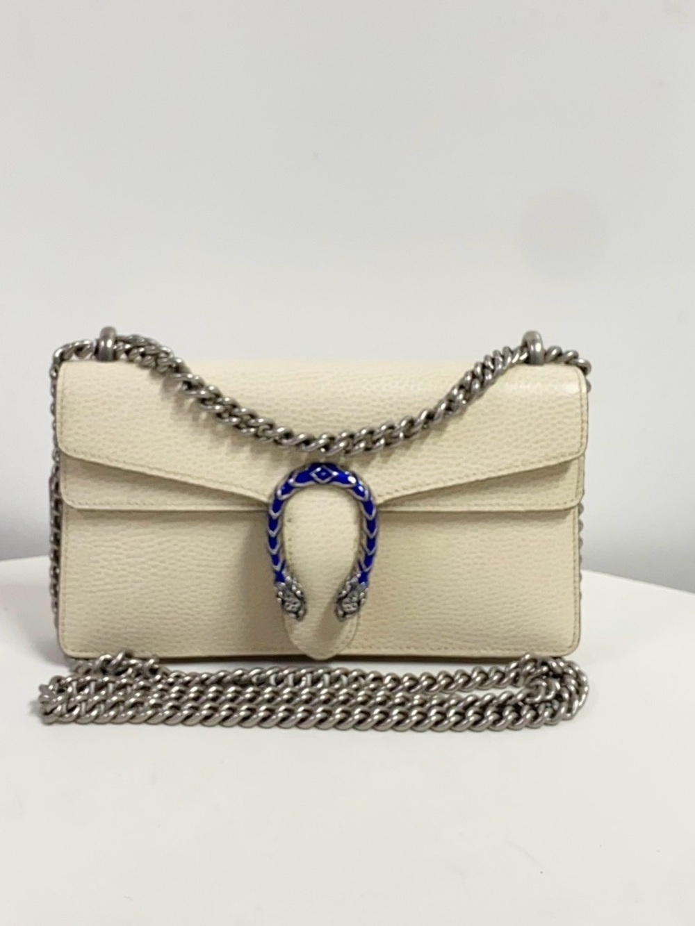 Authentic Gucci Dionysus Medium Bag with Silver Chain and Blue with COA
